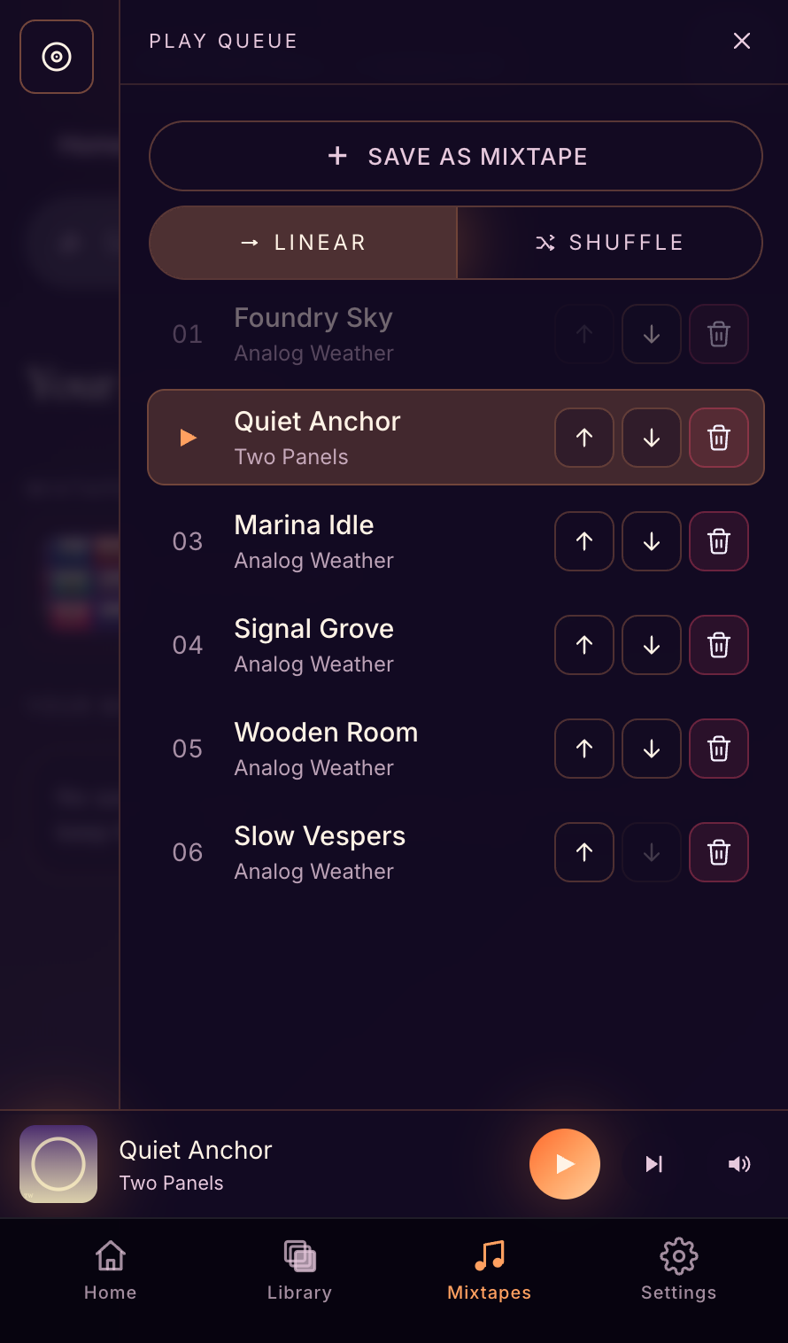 Queue — up next, in your order